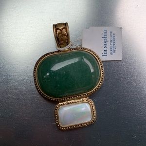 Lia Sophia Necklace Slide Green Stone